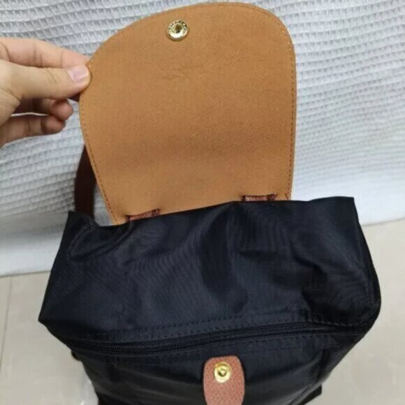 Longchamp Black Backpack with Brown Accents - Picture 6 of 7